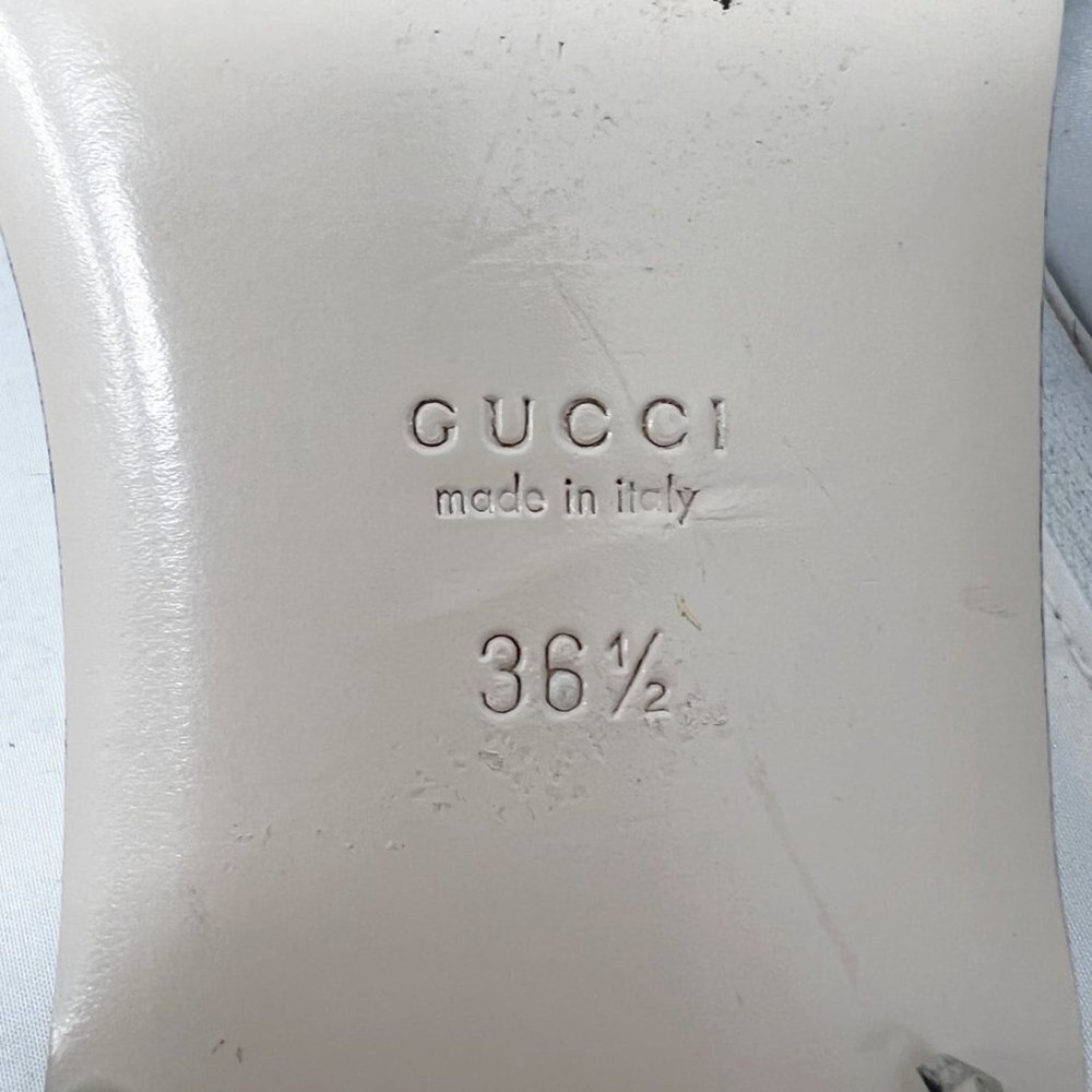 Gucci Black Mules Slide Flat Sandals Crystal Logo Size 36.5 - Picture 8 of 10